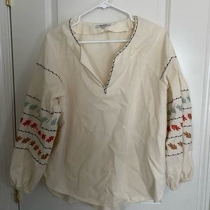 Madewell Embroidered Popover Top